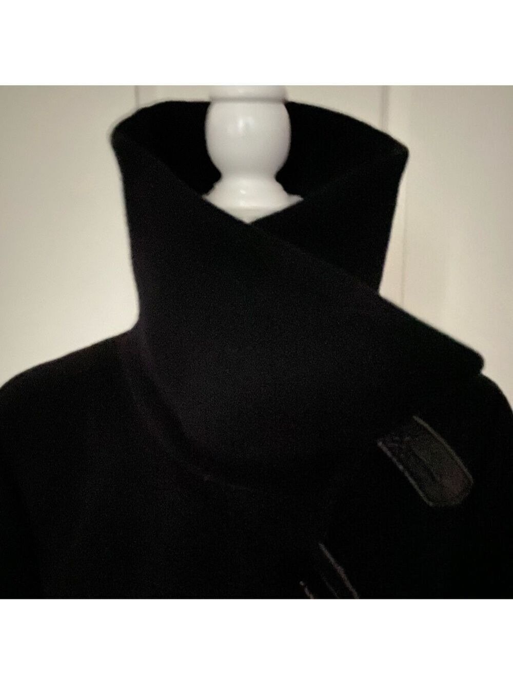 Jessie G Black Wool Coat with Faux Leather Belt & Trim/Women’s Size L - Picture 11 of 13